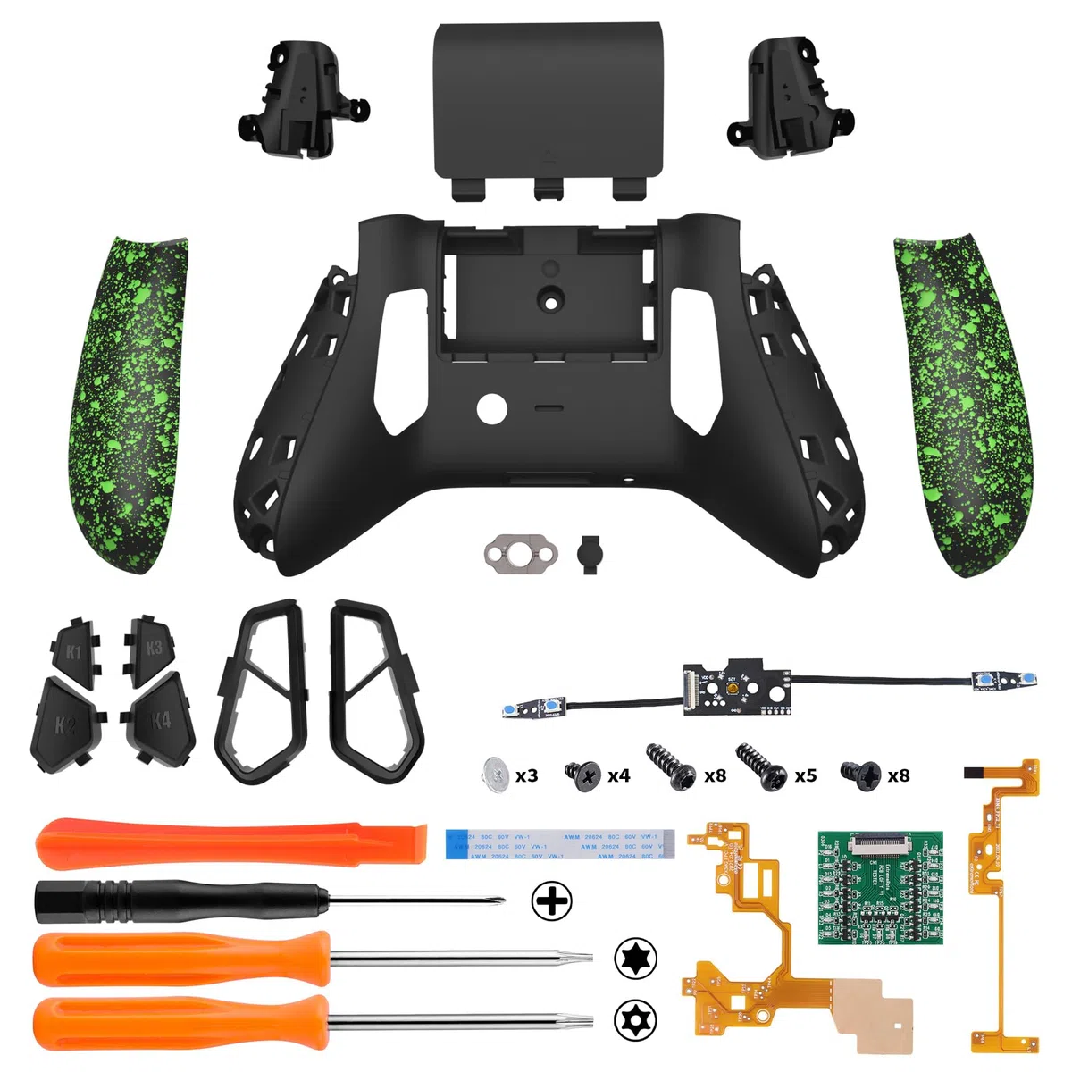 eXtremeRate VICTOR X Remap Kit per Xbox Series X S Controller,6 Profili&Cover Posteriore&Grip&4 Tasti Posteriori per Xbox Series X S Joystick Model 1914(NON Include Controller)-Verde Antiscivolo