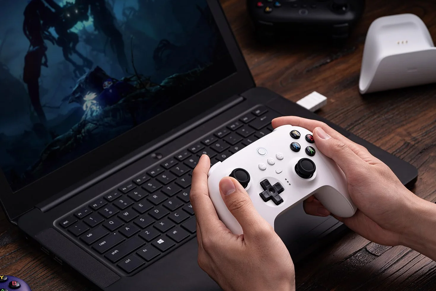 8Bitdo Ultimate 2.4G Wireless Controller, Hall Effect Joystick Update, Gaming Controller with Charging Dock for PC, Android, Steam Deck & Apple (White)