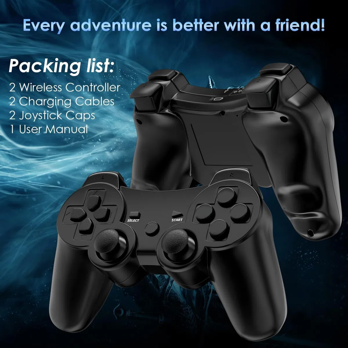 CHENGDAO Controller per PS3, Wireless Joystick per PS3 con doppio shock compatibile con Playstation 3 con cavo di ricarica