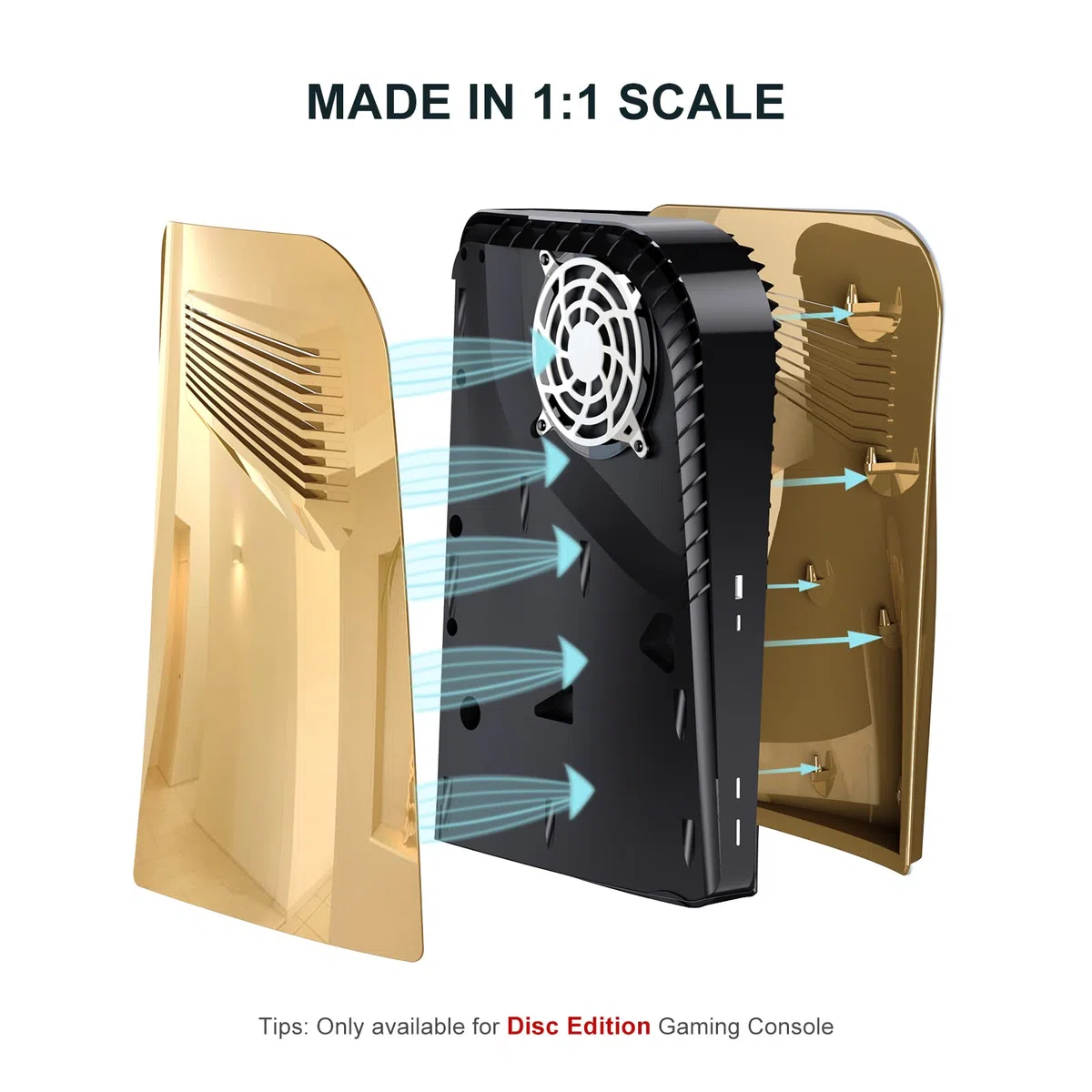 innoAura Piastre per Disc Edition, Piastre Frontali con Prese d'Aria di Raffreddamento, Cover Protettiva AntiGraffio Antipolvere, Custodie di Ricambio in ABS Premium(Oro)