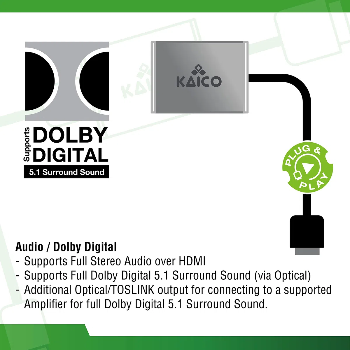 Kaico Adattatore HDMI Xbox Originale Compatibile Dolby Digital 5.1 Porta Ottica Toslink Xbox2HDMI