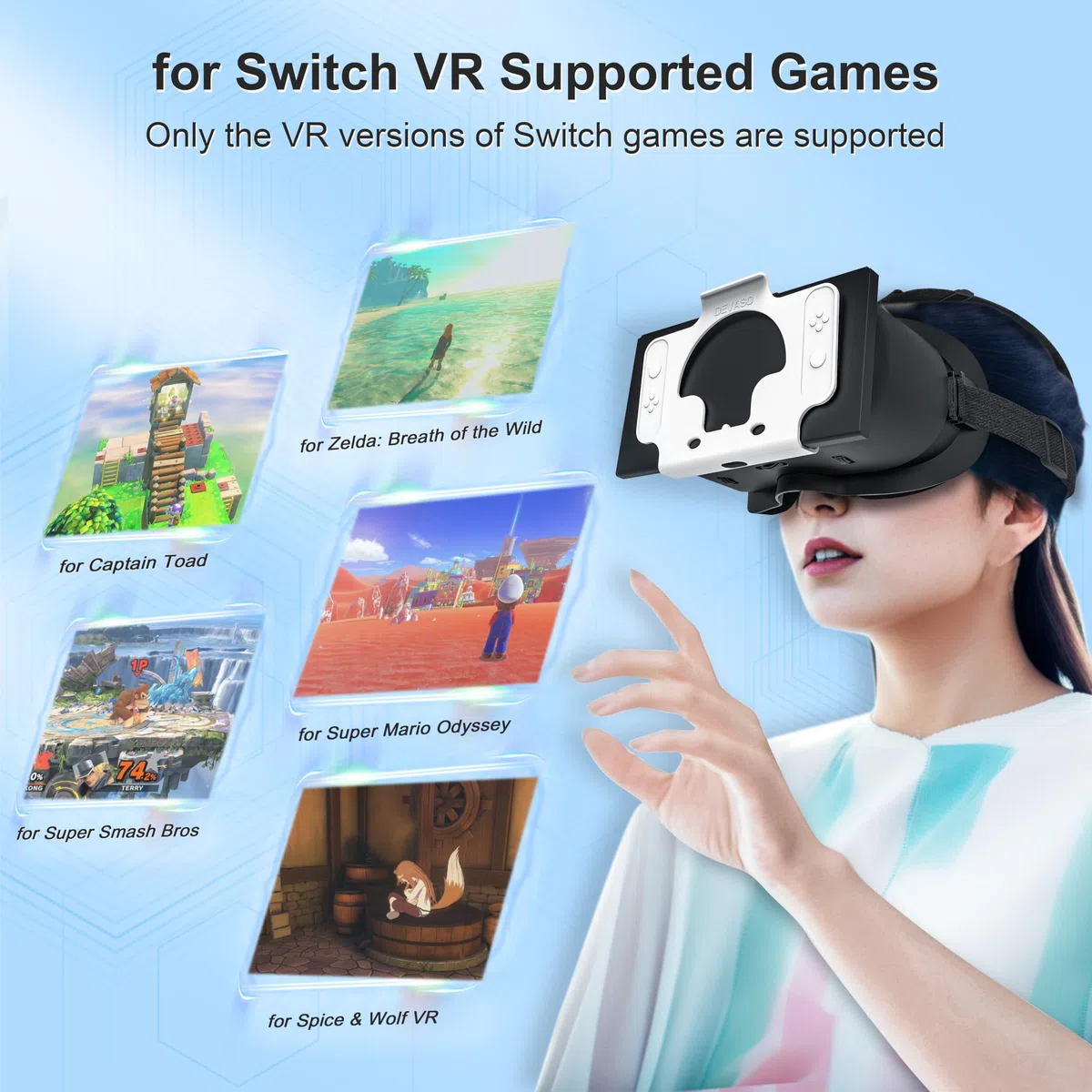 Nintendo Switch VR occhiali lenti HD regolabili fascia comoda kit 3D accessori